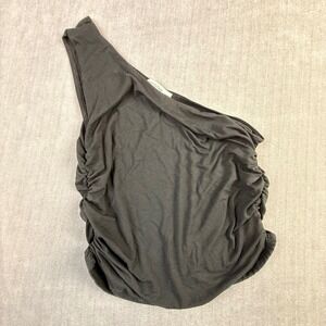 Antistar Womens One Shoulder Ruched Top Black Asymmetrical Size M